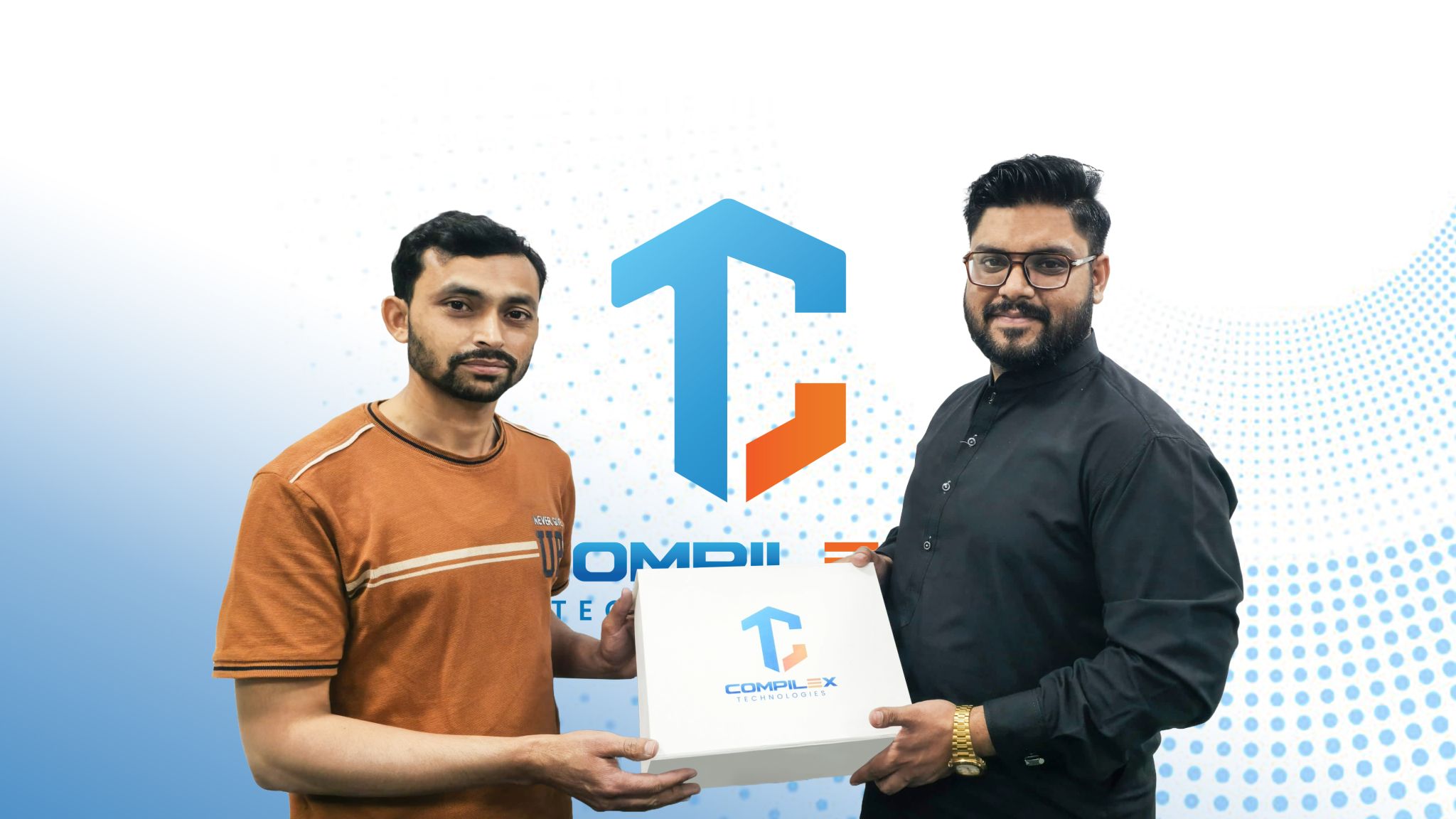 "Team members celebrating permanent career milestones at Compilex Technologies"