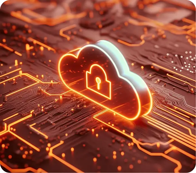 Shield icon protecting a streaming cloud platform and data flow.